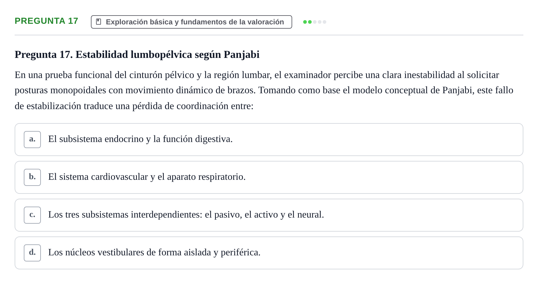 Enunciado: Pregunta 17