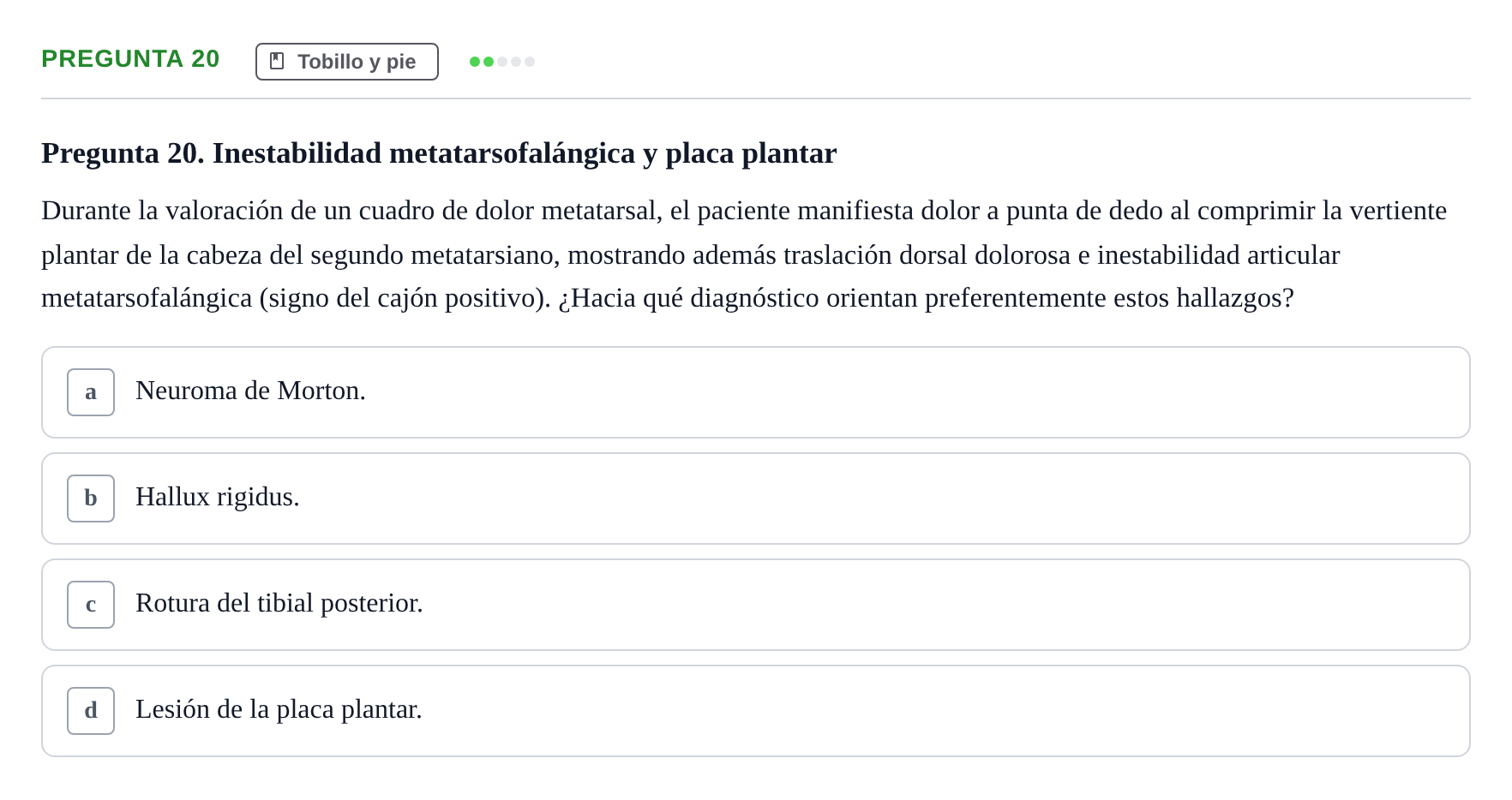 Enunciado: Pregunta 20