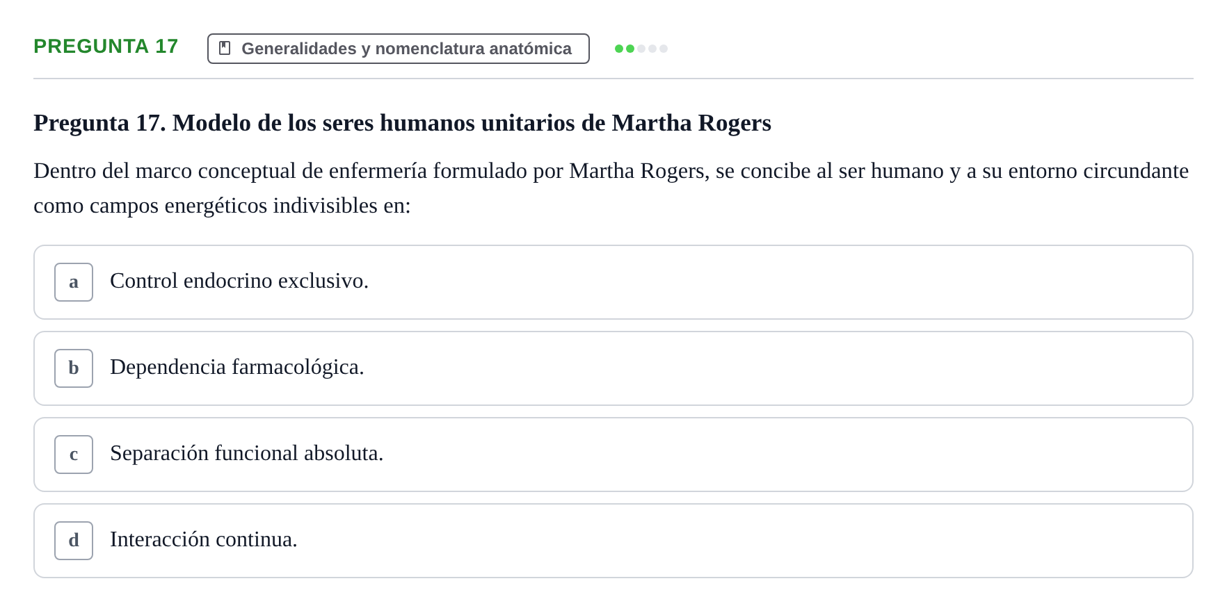 Enunciado: Pregunta 17
