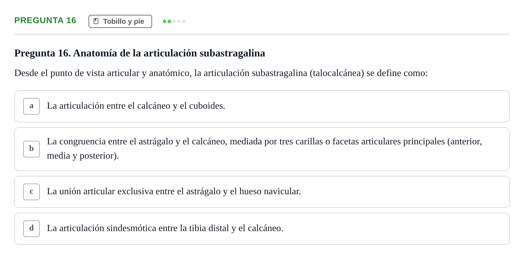Enunciado: Pregunta 16