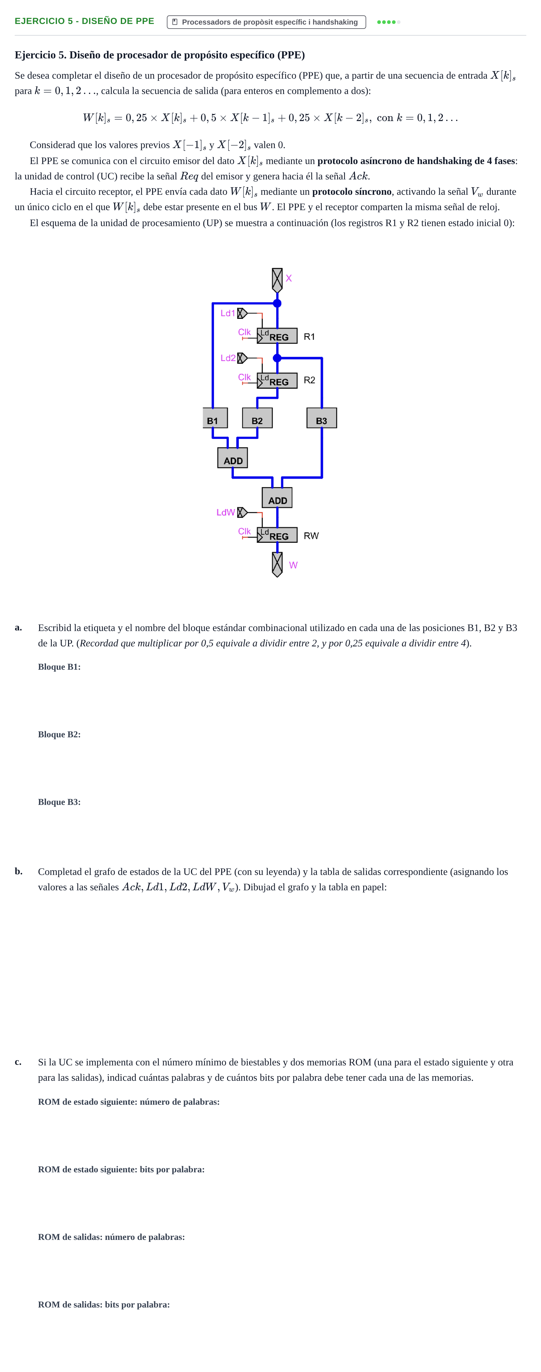 Enunciado: Ejercicio 5 - Diseño de PPE · Introducció als Computadors UPC Examen 2 (temas 4, 5, 6 y 7)