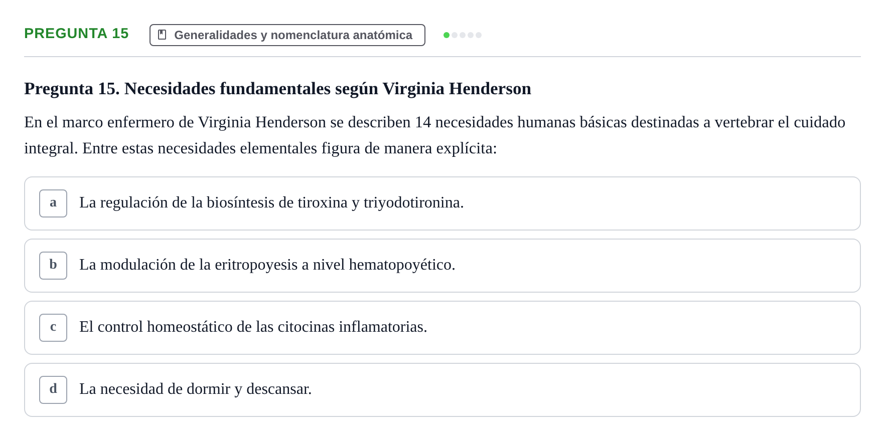 Enunciado: Pregunta 15