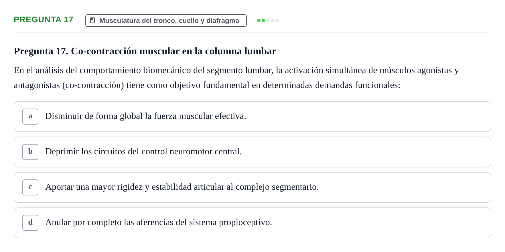 Enunciado: Pregunta 17