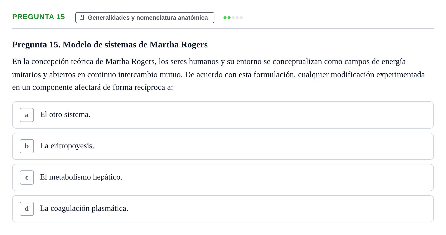 Enunciado: Pregunta 15