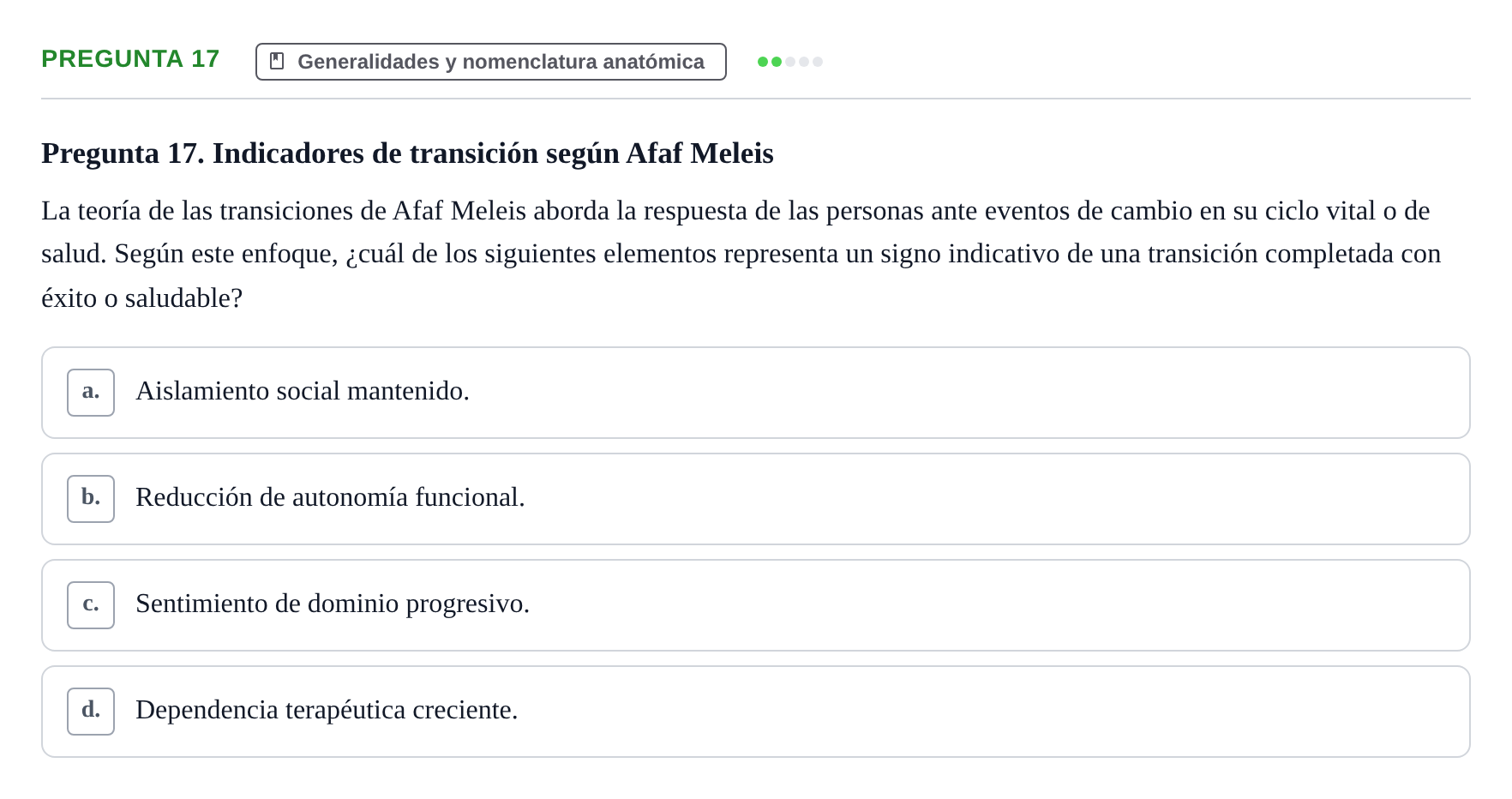 Enunciado: Pregunta 17