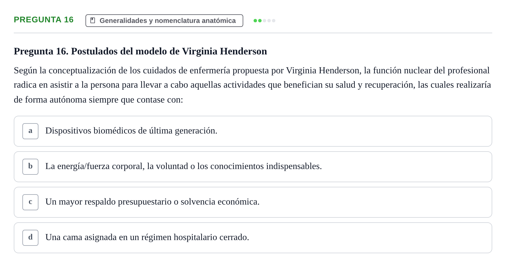 Enunciado: Pregunta 16