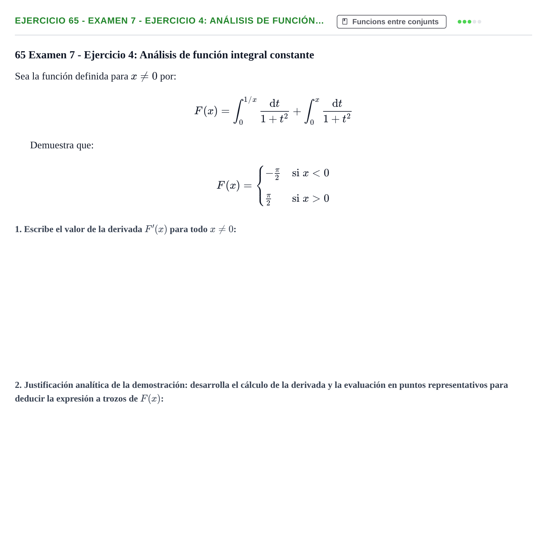 Enunciado: Ejercicio 65 - Examen 7 - Ejercicio 4: Análisis de función… · Fonaments Matemàtics UPC Col·lecció d'Exàmens Resolts de Càlcul (Volum 3)