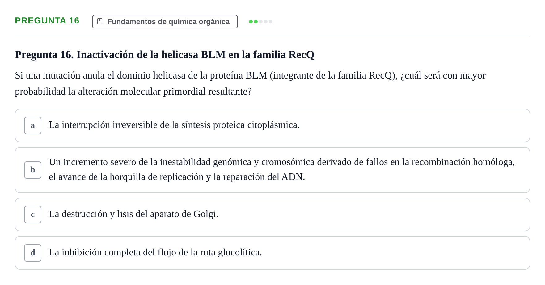 Enunciado: Pregunta 16