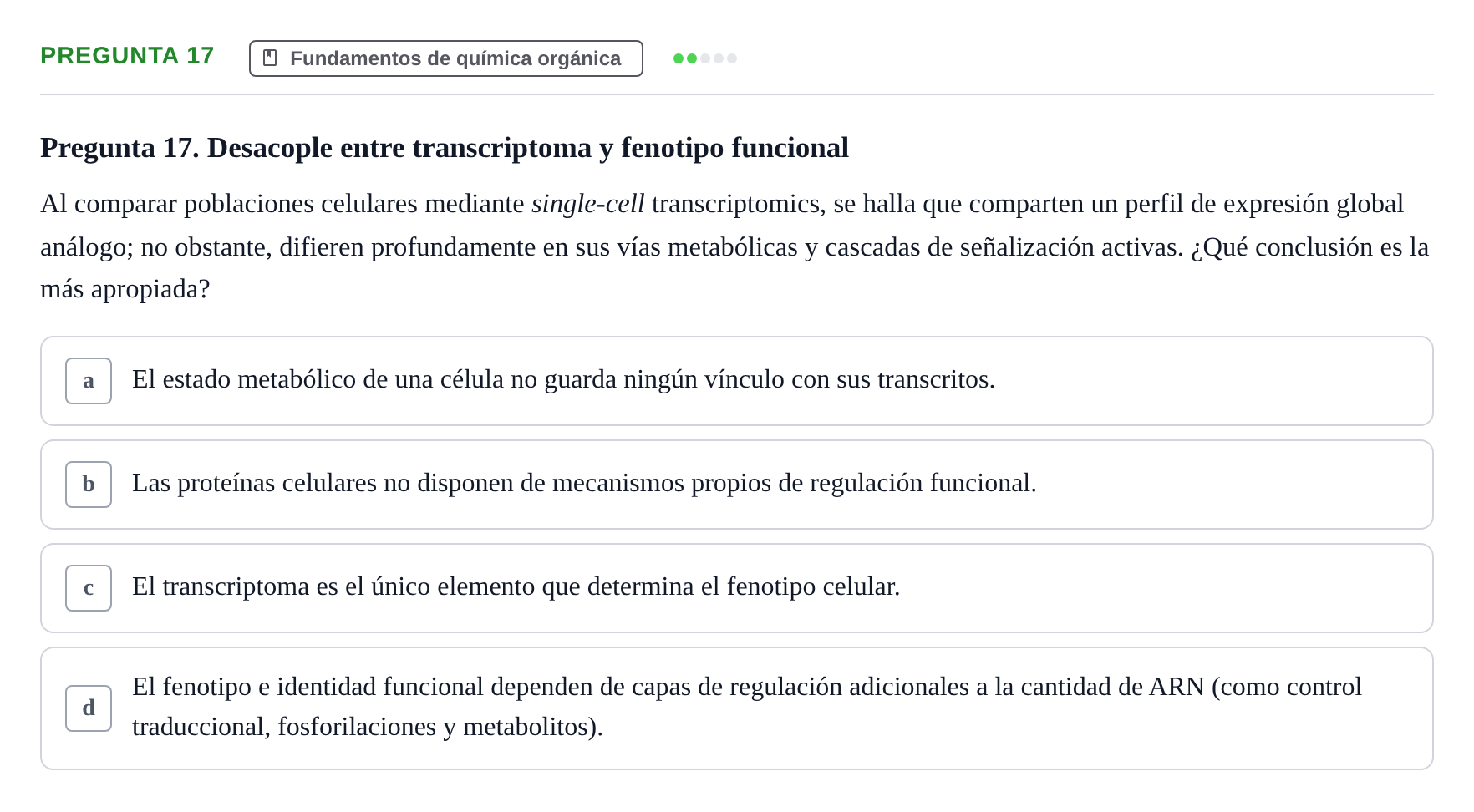 Enunciado: Pregunta 17