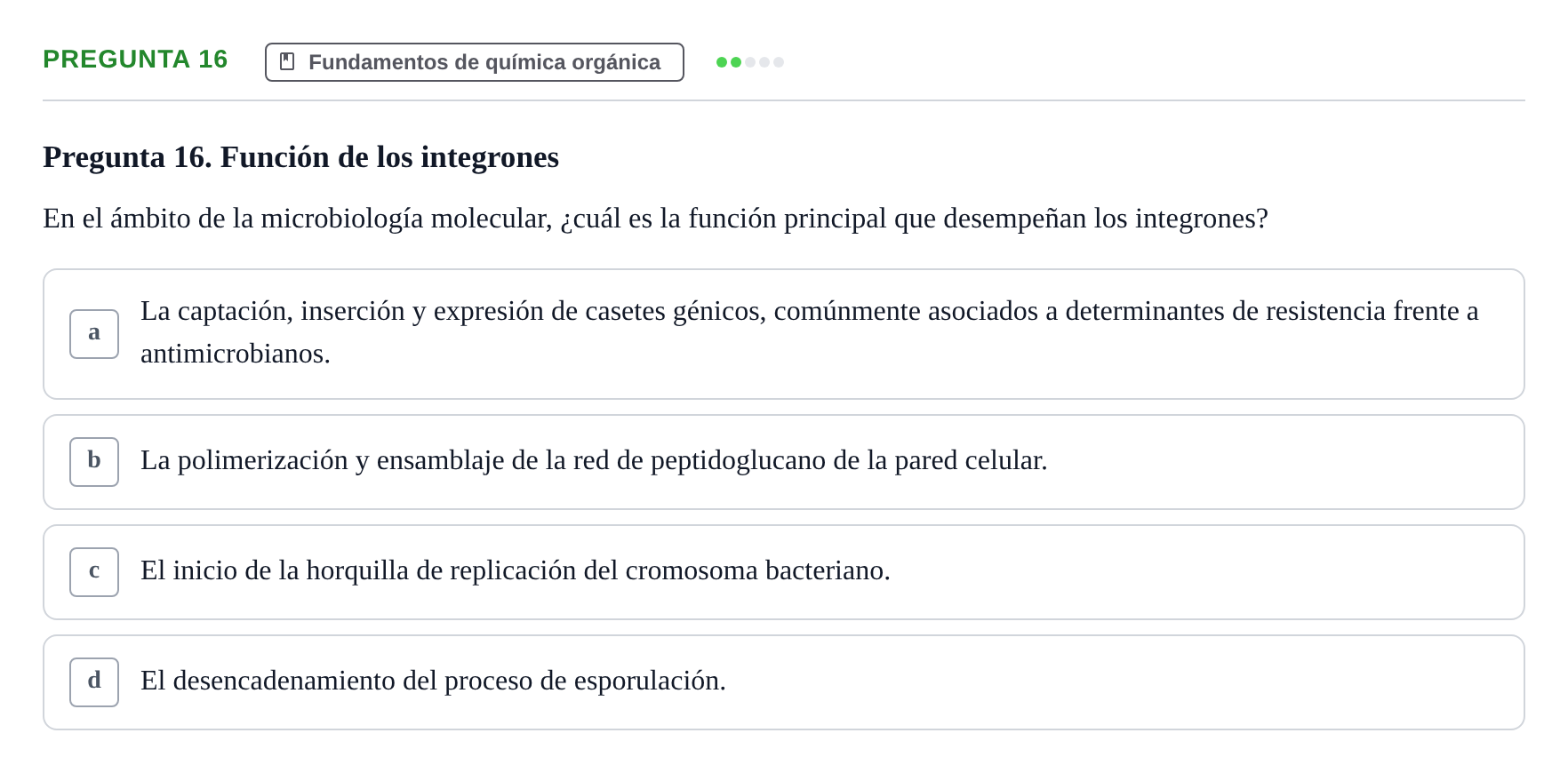 Enunciado: Pregunta 16
