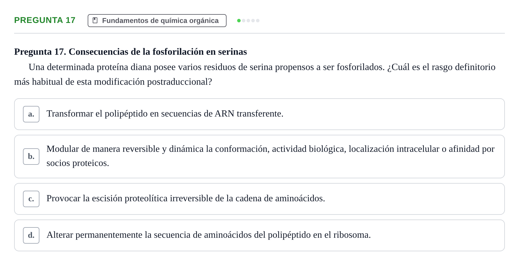 Enunciado: Pregunta 17