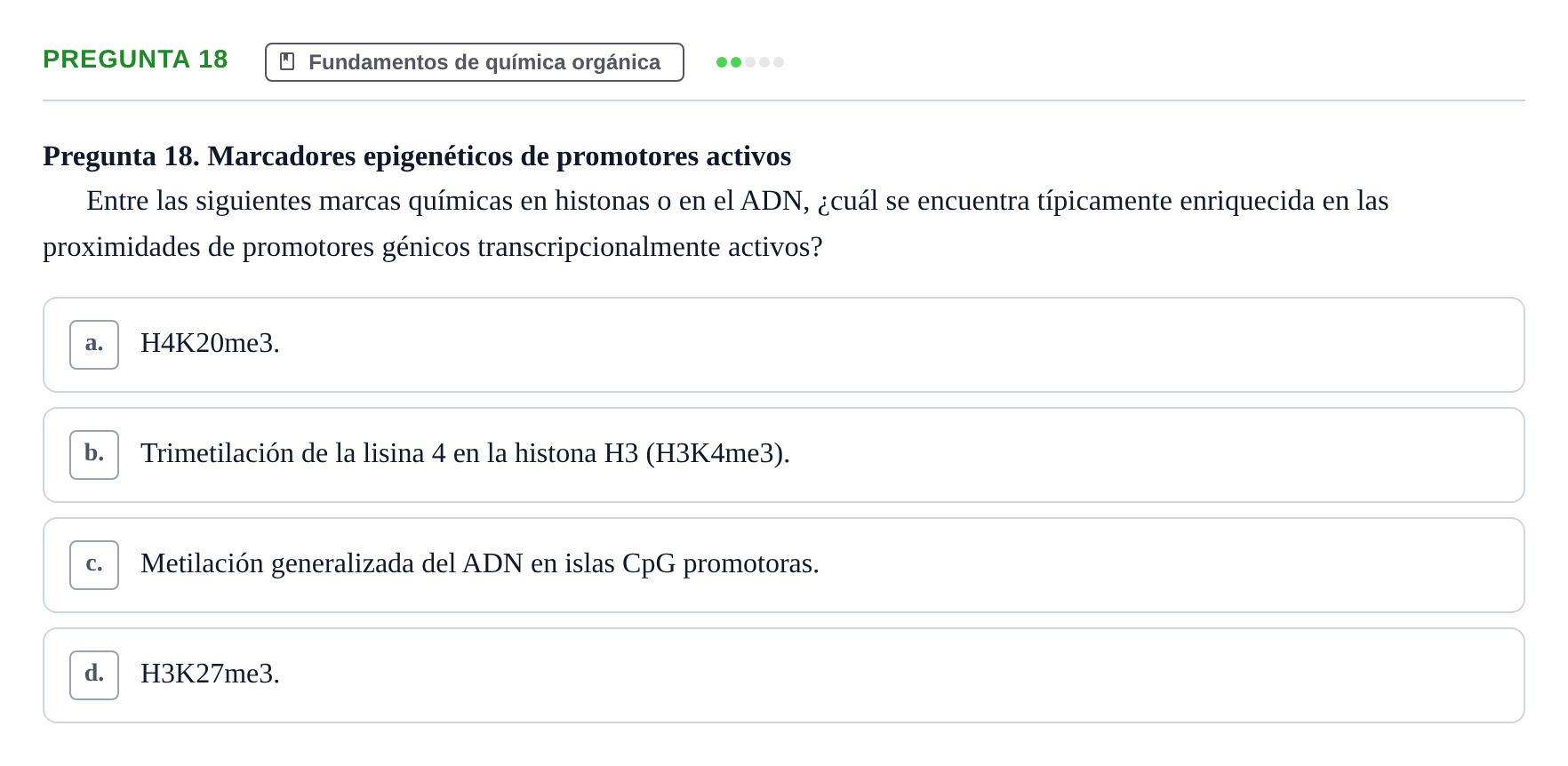 Enunciado: Pregunta 18