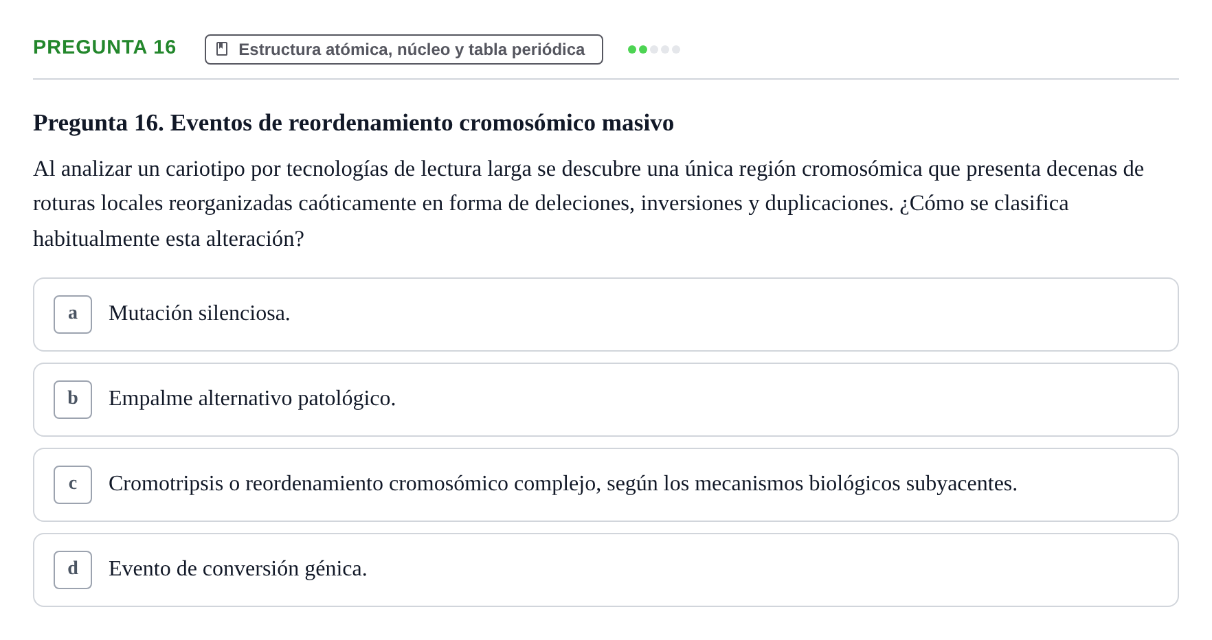 Enunciado: Pregunta 16