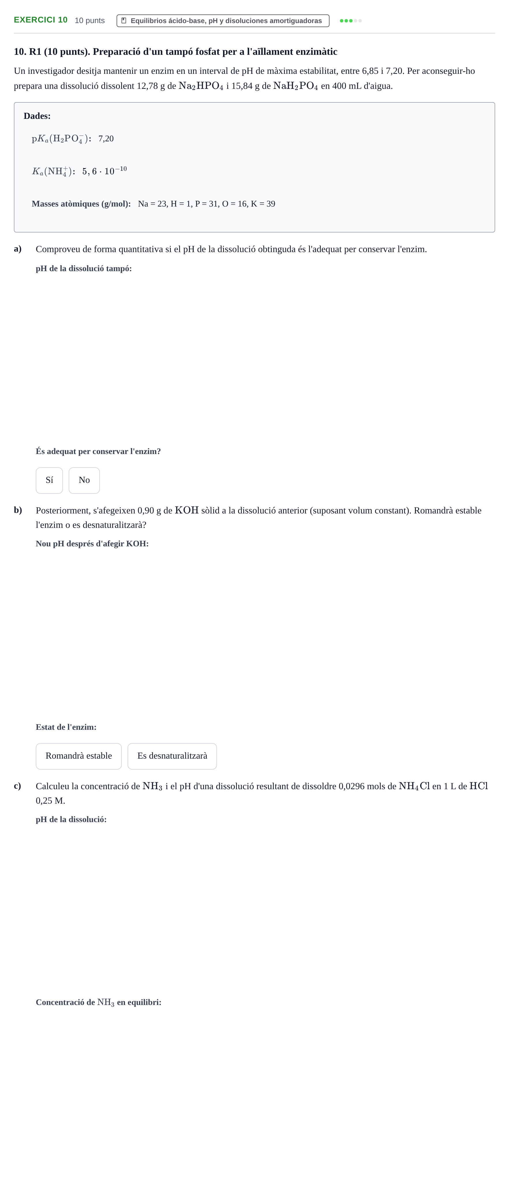 Enunciado: Problema 10 · Química UDG Recopilatori d'exàmens resolts de Química: Equilibris i Electroquímica