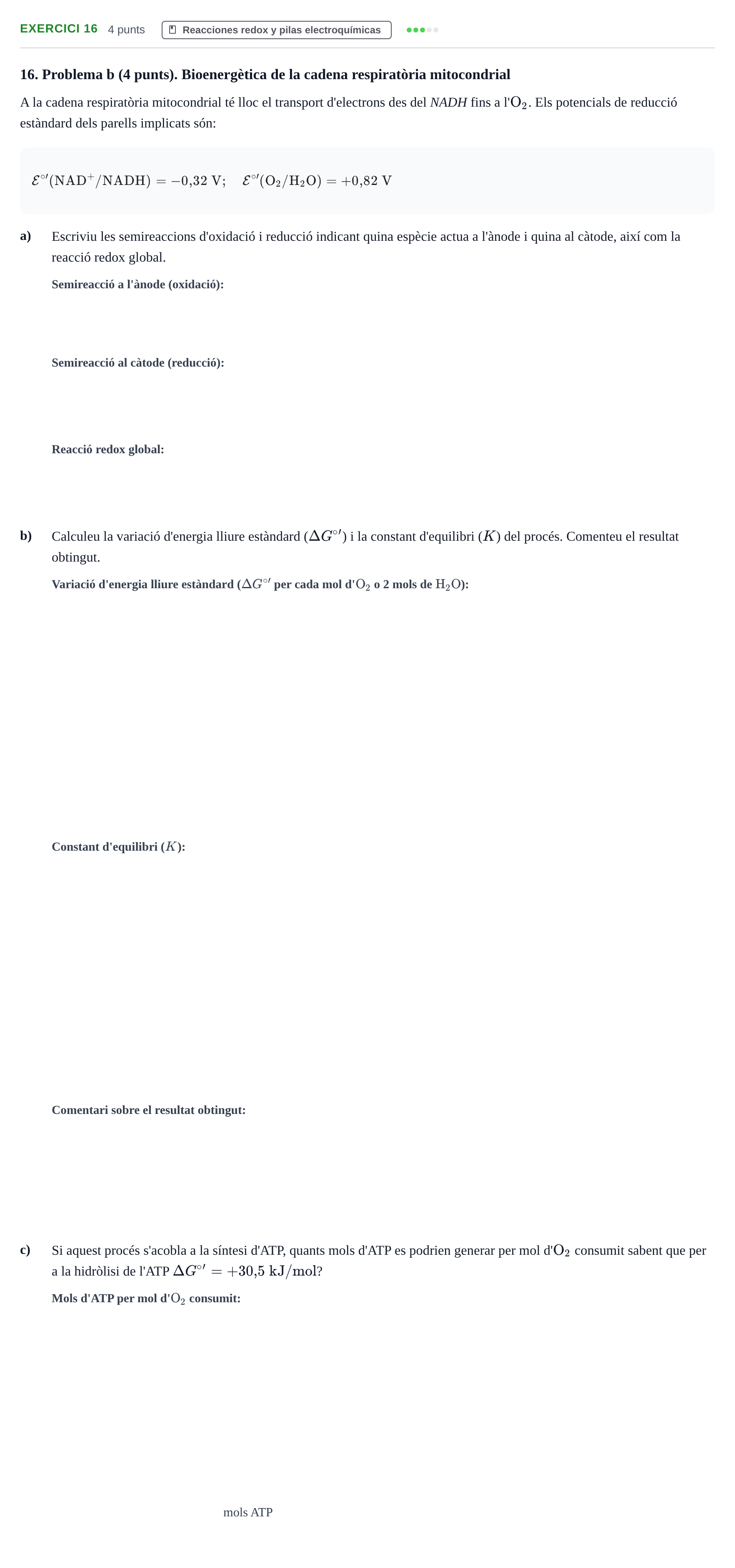 Enunciado: Problema 16 · Química UDG Recopilatori d'exàmens resolts de Química: Equilibris i Electroquímica