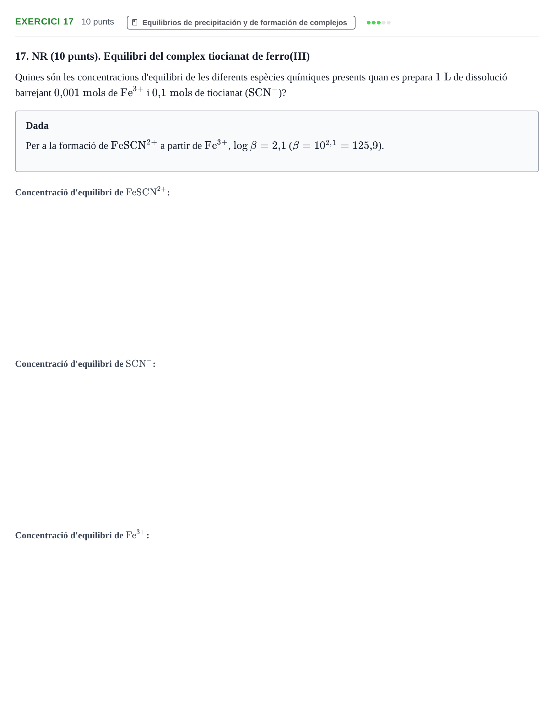 Enunciado: Problema 17 · Química UDG Recopilatori d'exàmens resolts de Química: Equilibris i Electroquímica