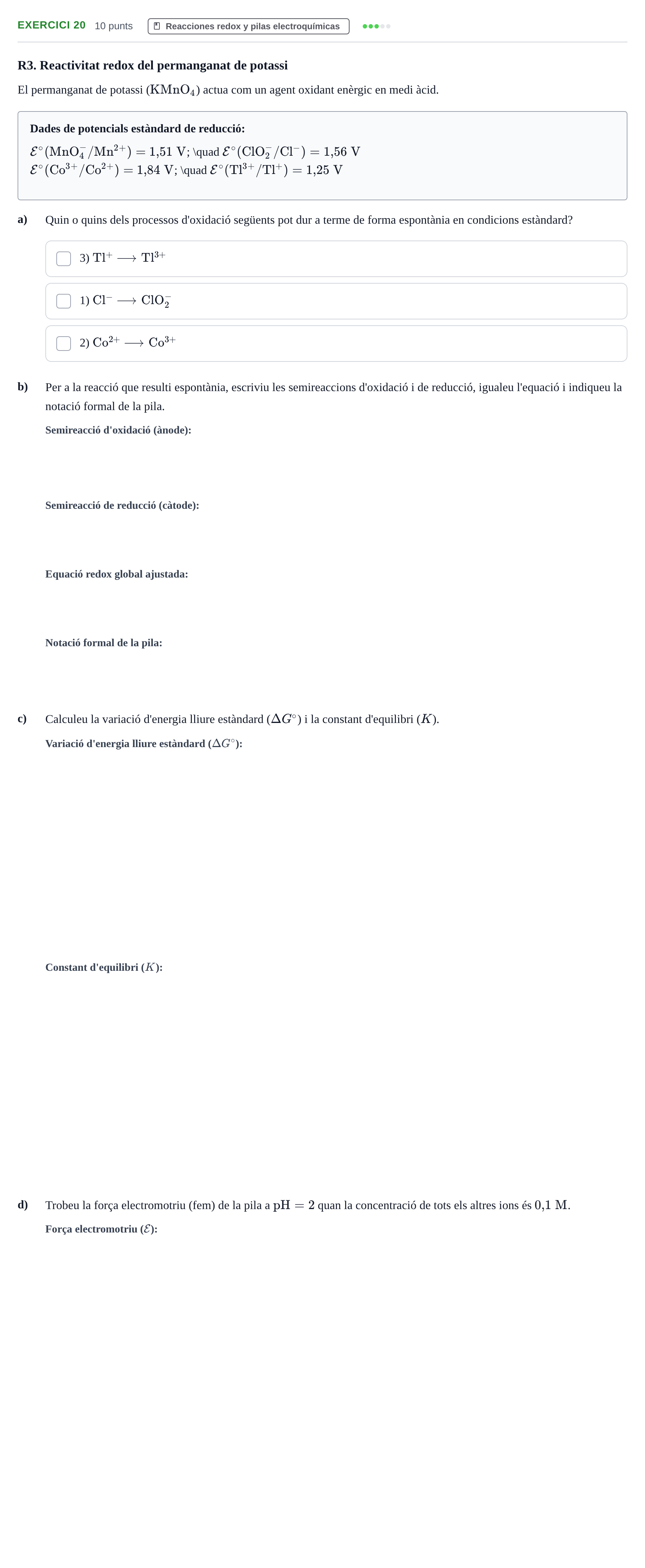 Enunciado: Problema 20 · Química UDG Recopilatori d'exàmens resolts de Química: Equilibris i Electroquímica