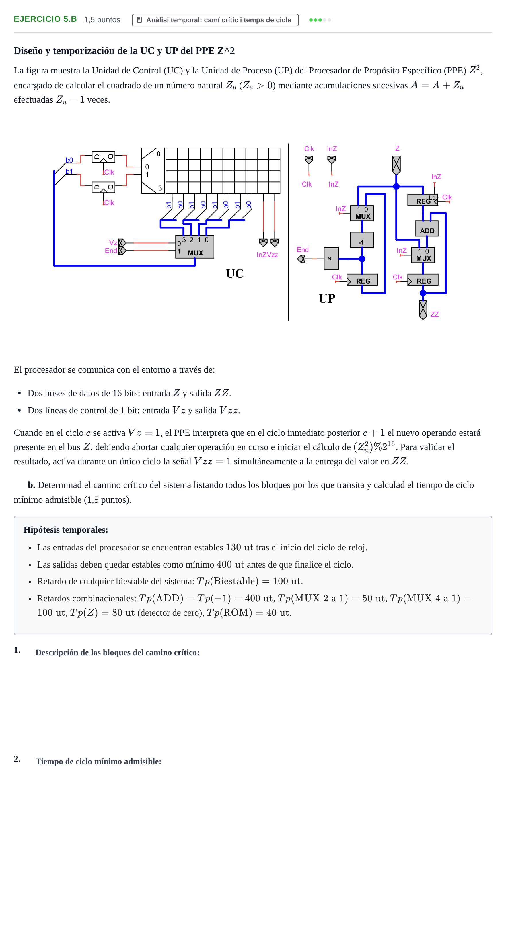 Enunciado: Ejercicio 5.b · Introducció als Computadors UPC 2013
