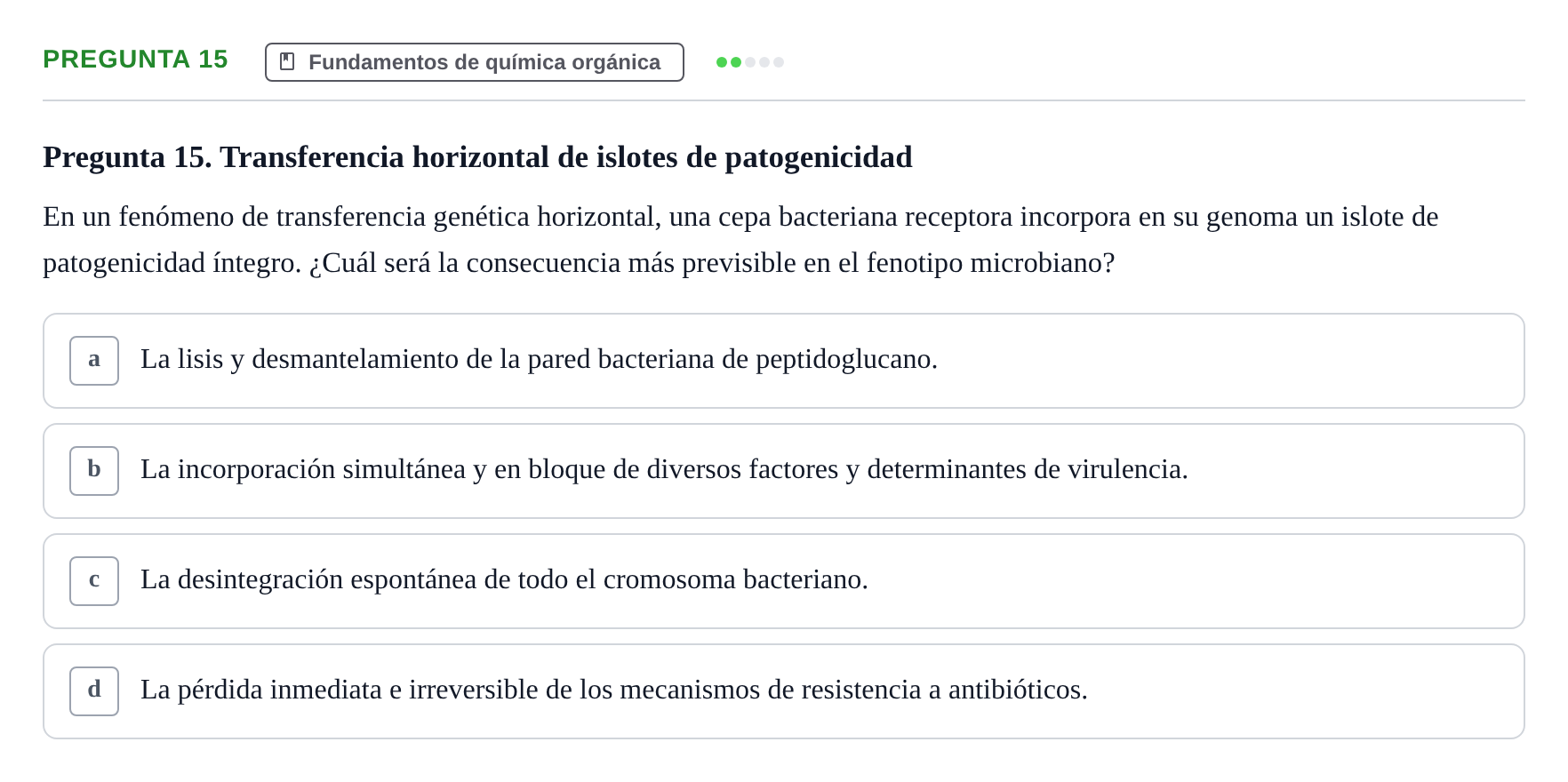 Enunciado: Pregunta 15