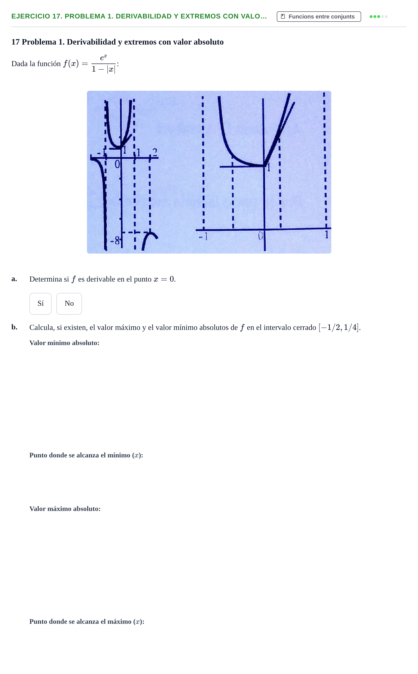 Enunciado: Ejercicio 17. Problema 1. Derivabilidad y extremos con valo… · Fonaments Matemàtics UPC Exámenes de Cálculo - Parte 1