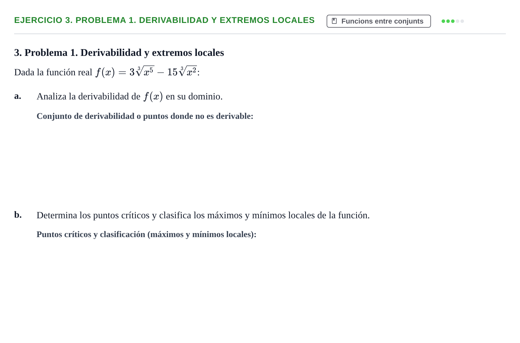 Enunciado: Ejercicio 3. Problema 1. Derivabilidad y extremos locales · Fonaments Matemàtics UPC Exámenes de Cálculo - Parte 1