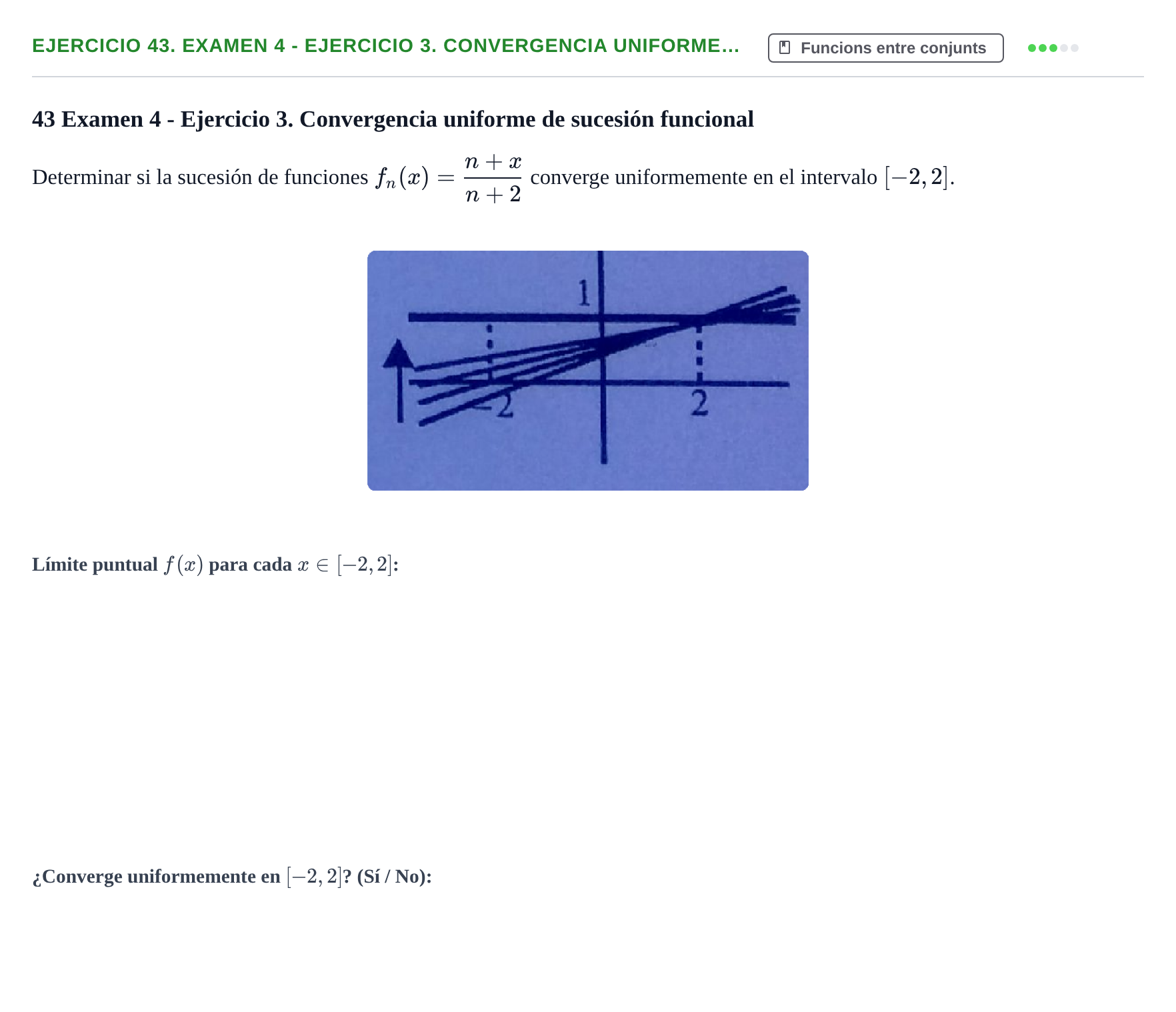 Enunciado: Ejercicio 43. Examen 4 - Ejercicio 3. Convergencia uniforme… · Fonaments Matemàtics UPC Exámenes de Cálculo - Parte 1
