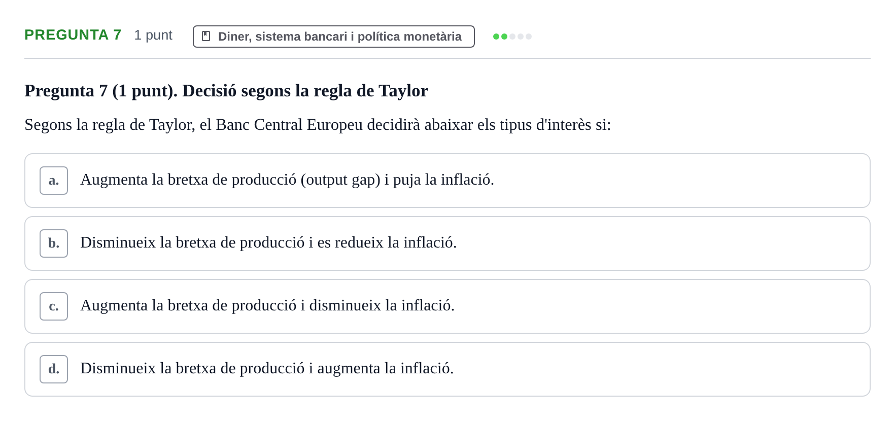 Enunciado: Pregunta 7 · Introducción a la Economía UDG 2018