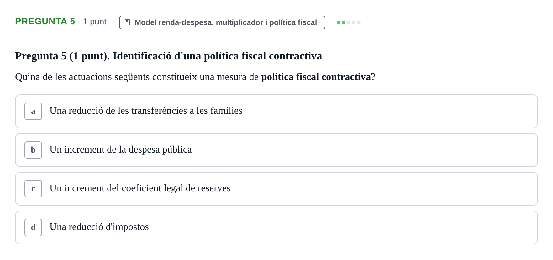 Enunciado: Pregunta 5 · Introducción a la Economía UDG 2017