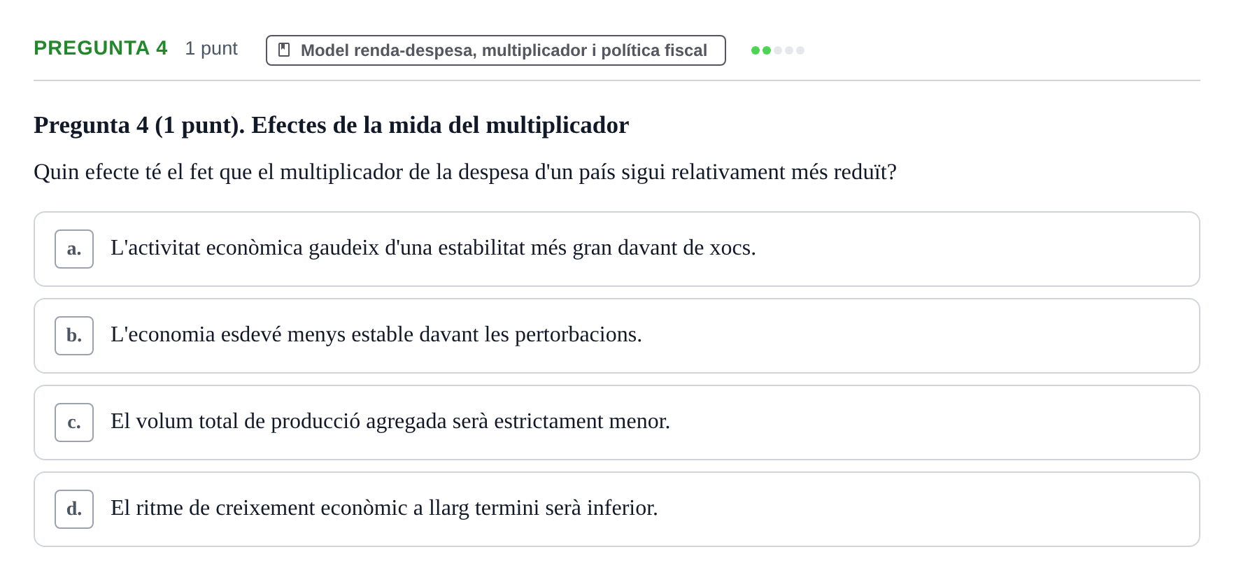 Enunciado: Pregunta 4 · Introducción a la Economía UDG 2019