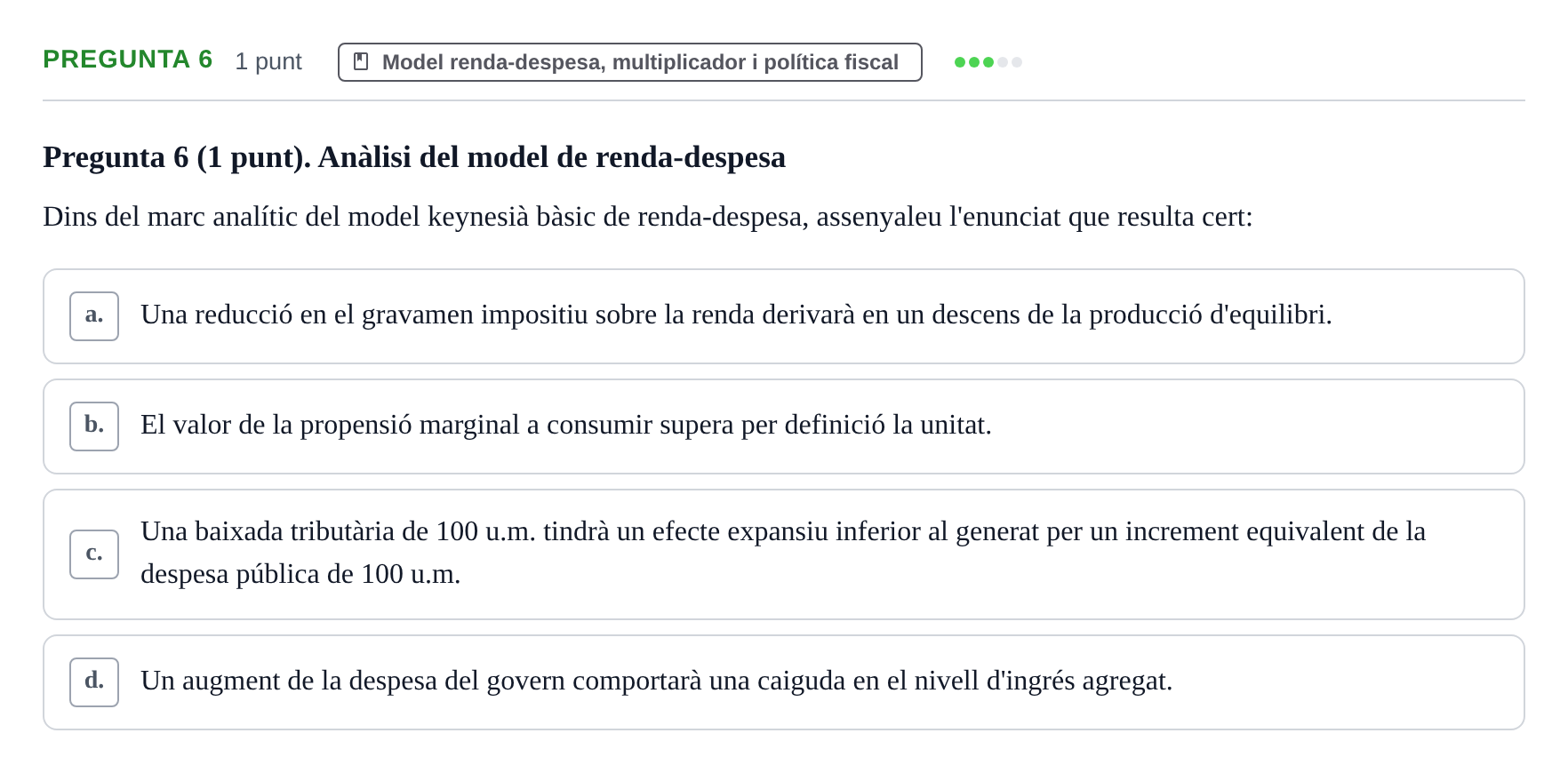 Enunciado: Pregunta 6 · Introducción a la Economía UDG 2019
