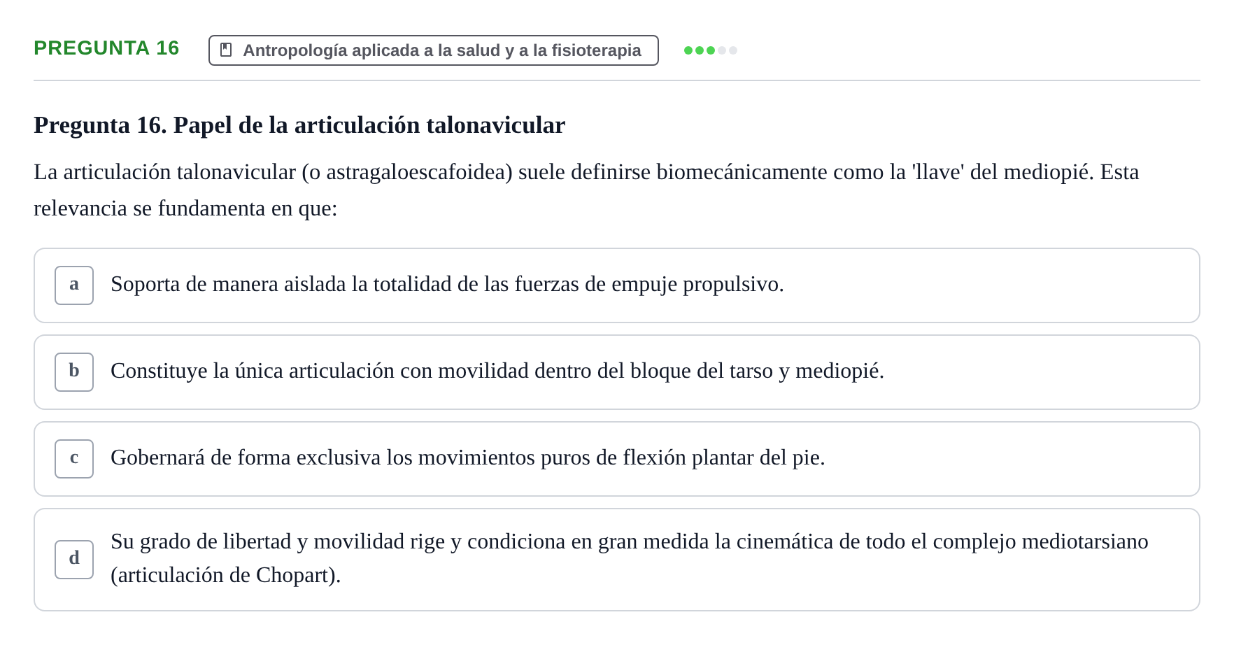 Enunciado: Pregunta 16