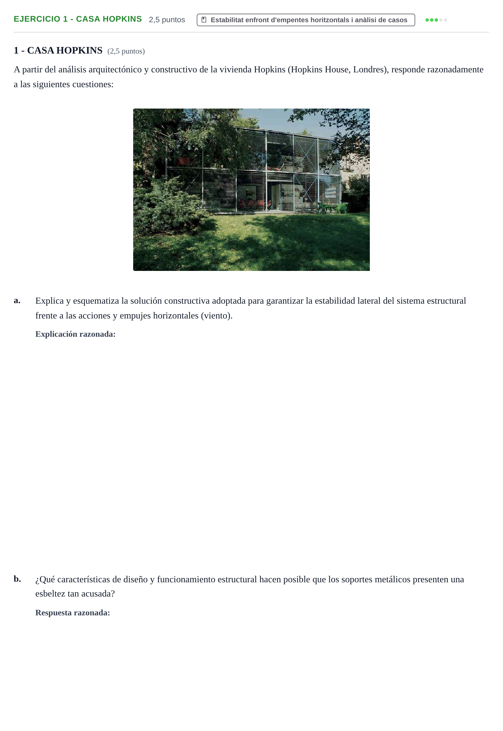 Enunciado: Ejercicio 1 - Casa Hopkins · Construcción I UPC 2024