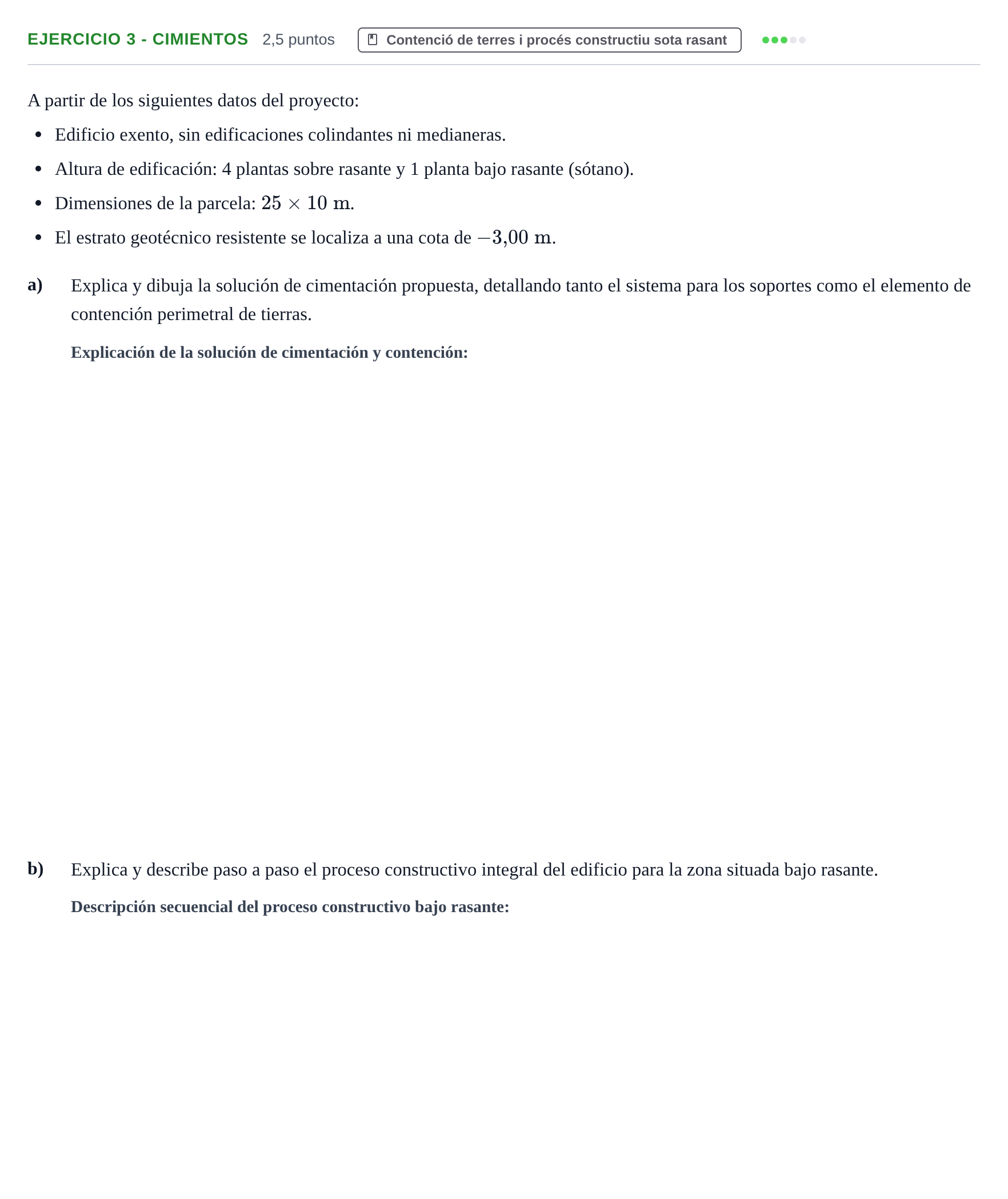 Enunciado: Ejercicio 3 - Cimientos · Construcción I UPC 2024