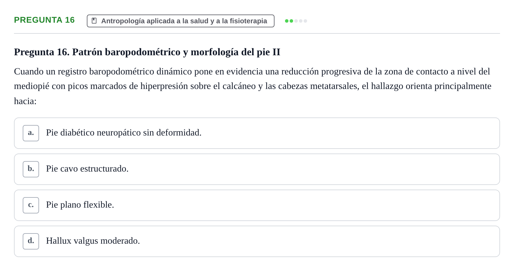Enunciado: Pregunta 16