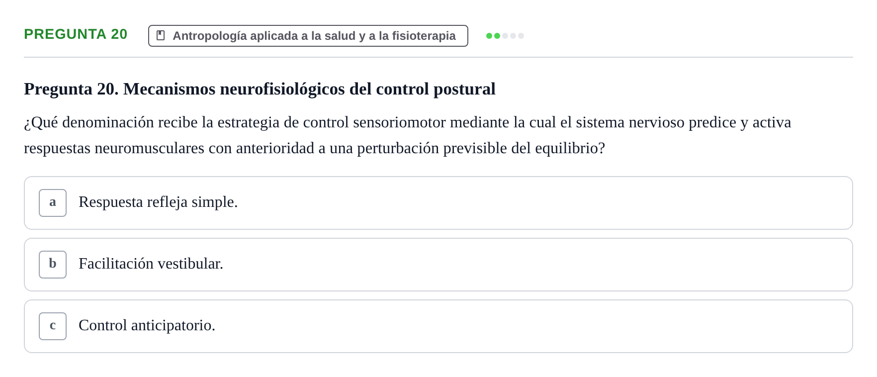 Enunciado: Pregunta 20