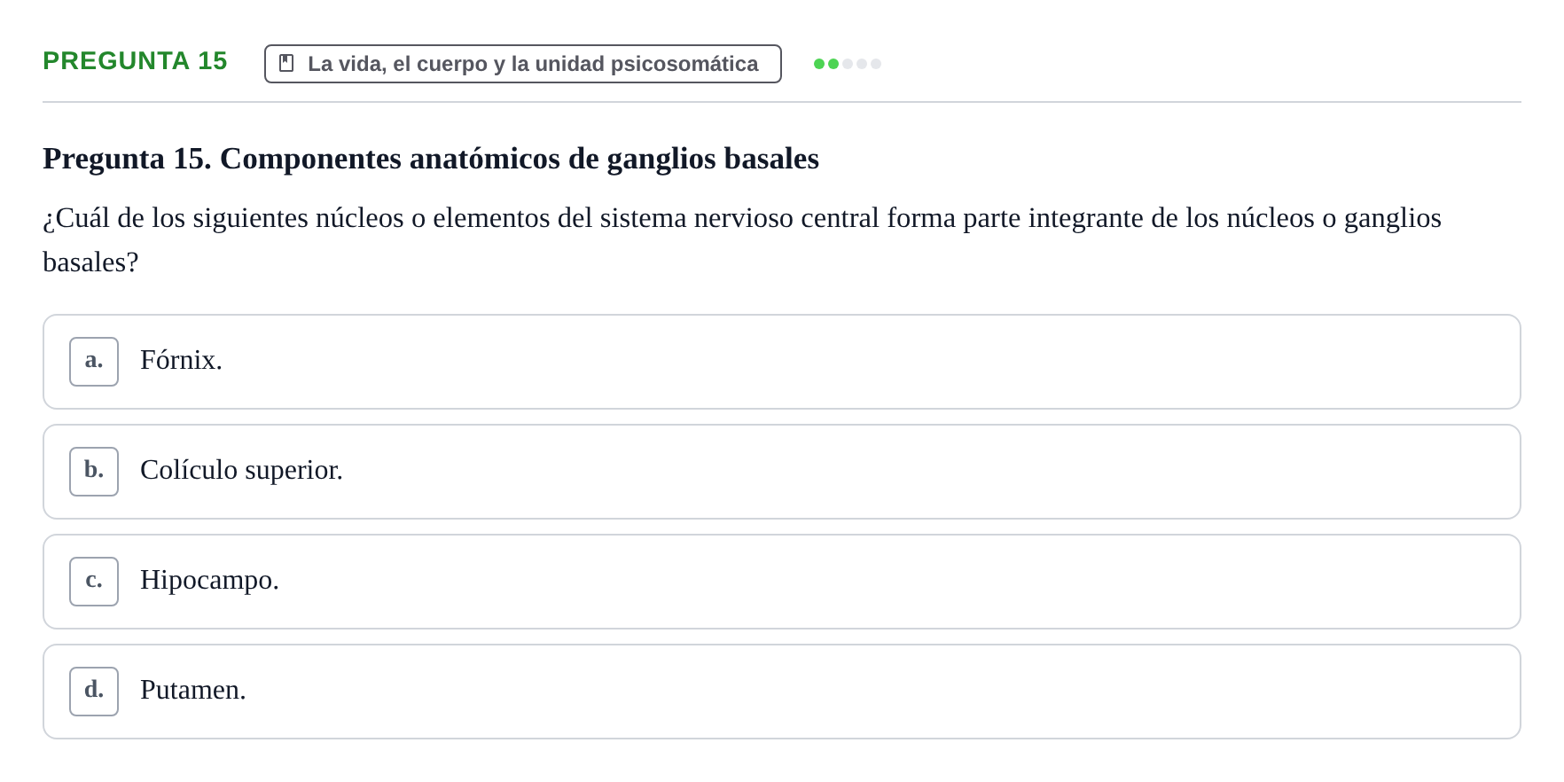 Enunciado: Pregunta 15