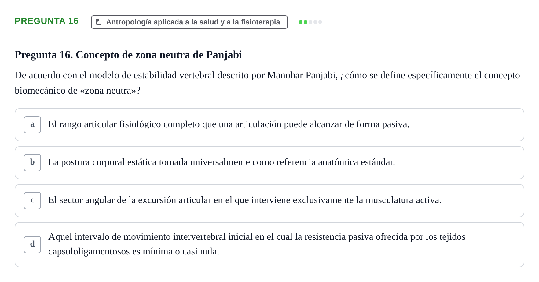 Enunciado: Pregunta 16
