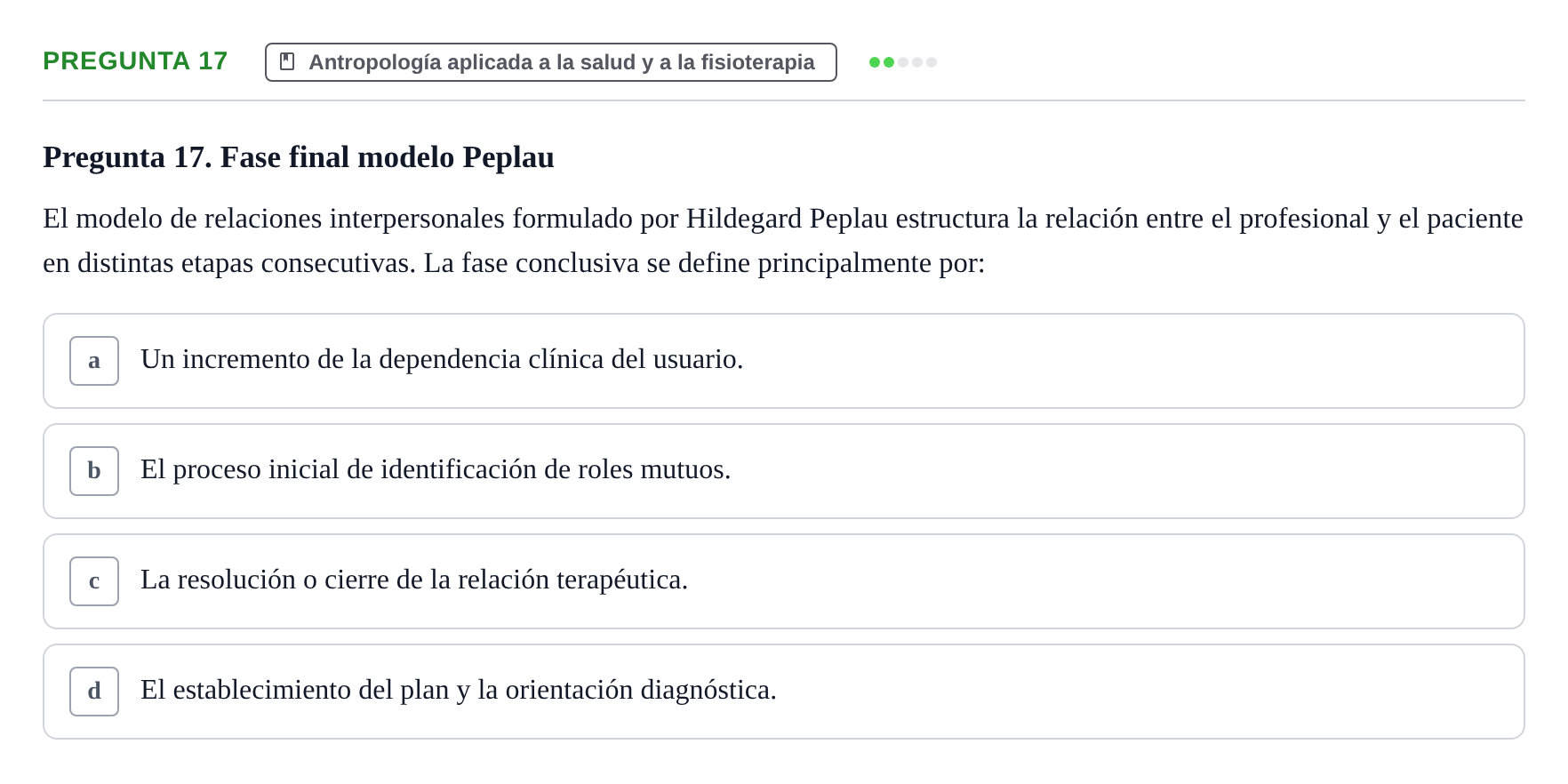 Enunciado: Pregunta 17