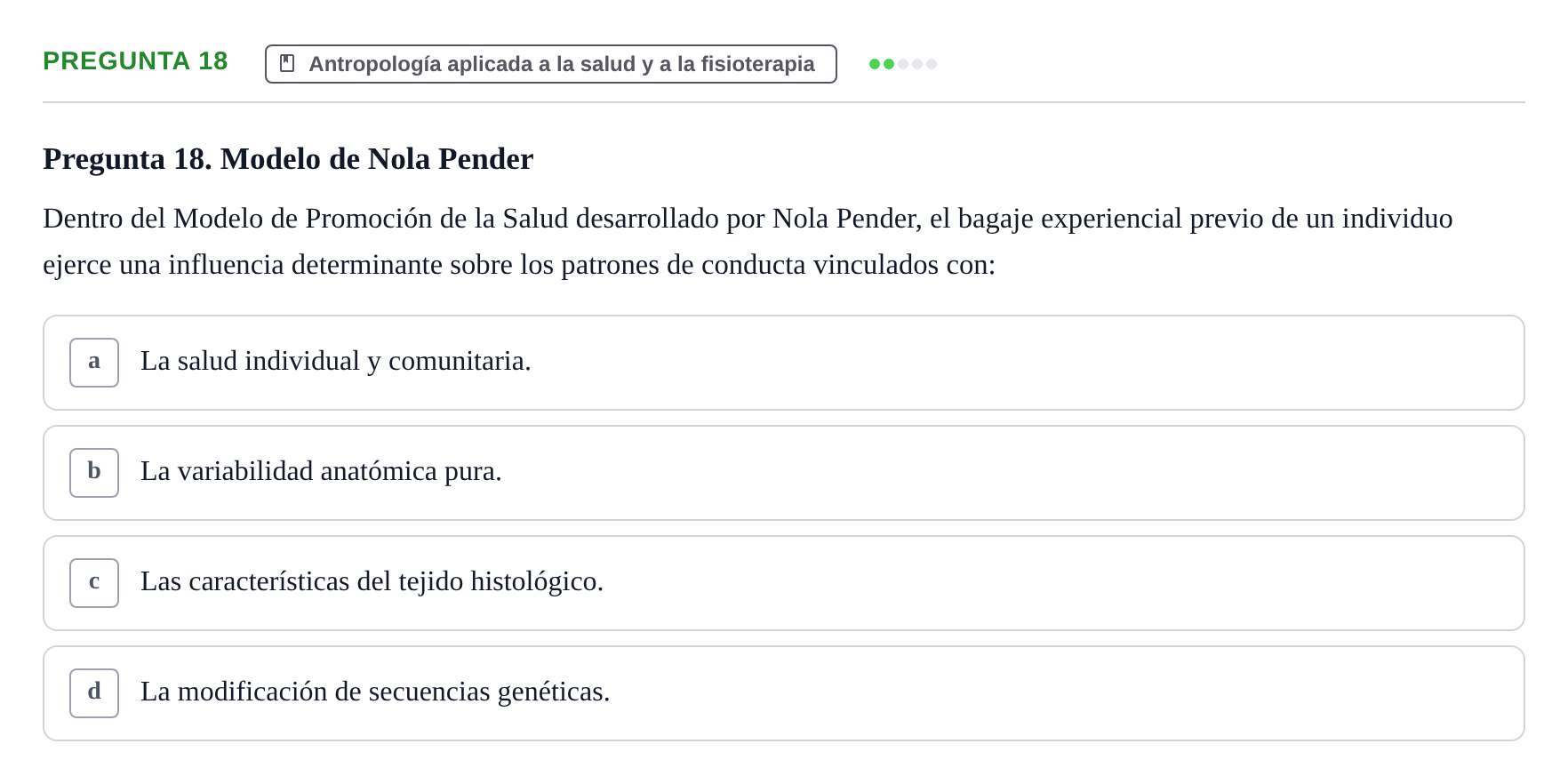 Enunciado: Pregunta 18