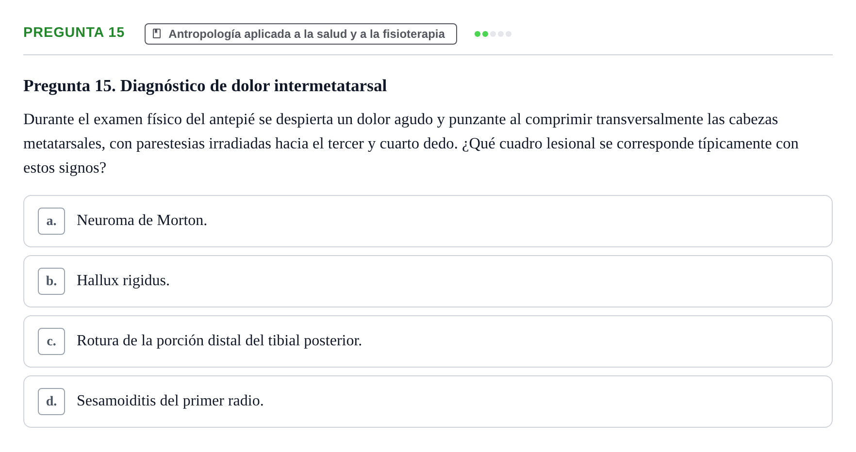 Enunciado: Pregunta 15