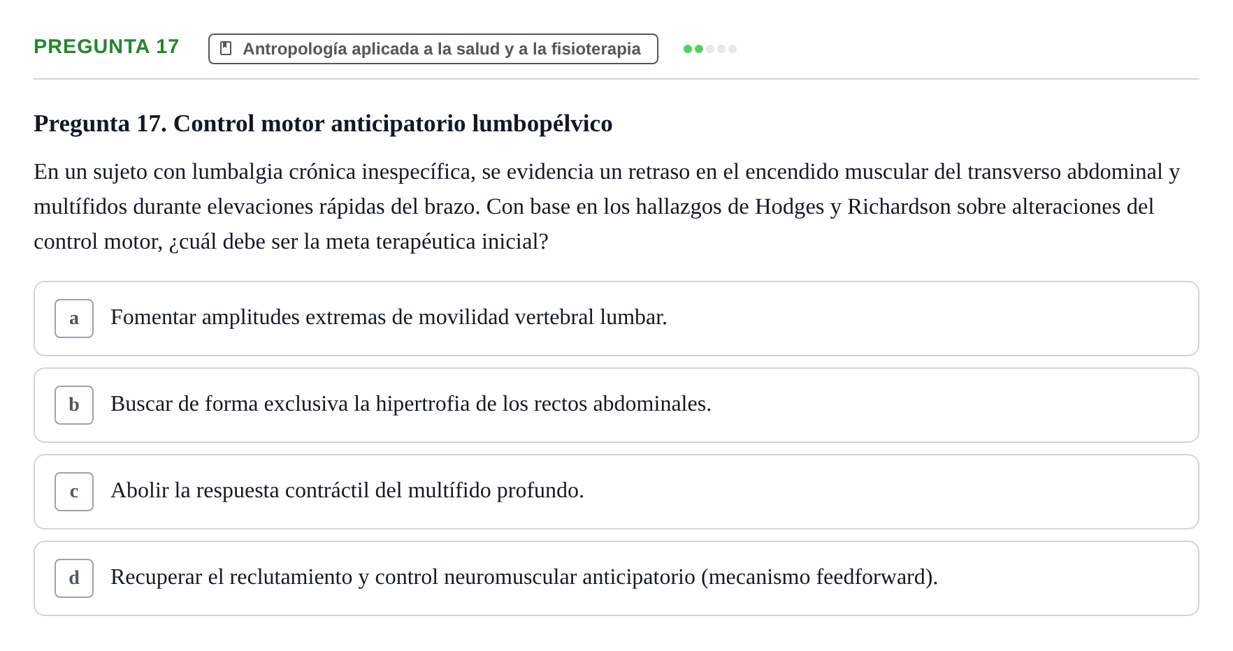 Enunciado: Pregunta 17