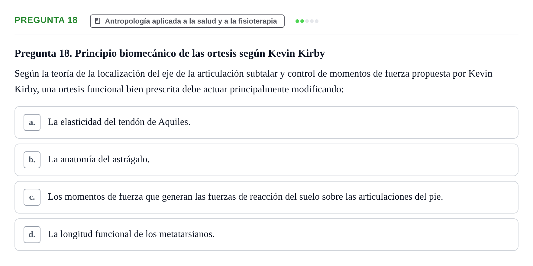 Enunciado: Pregunta 18