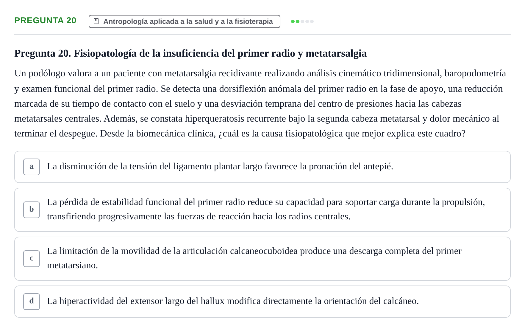 Enunciado: Pregunta 20
