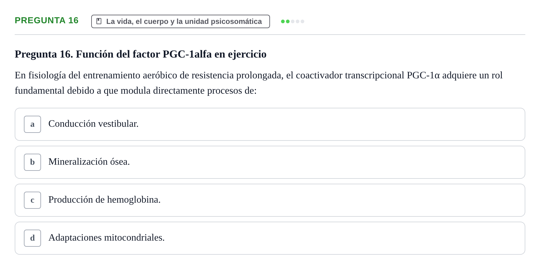 Enunciado: Pregunta 16