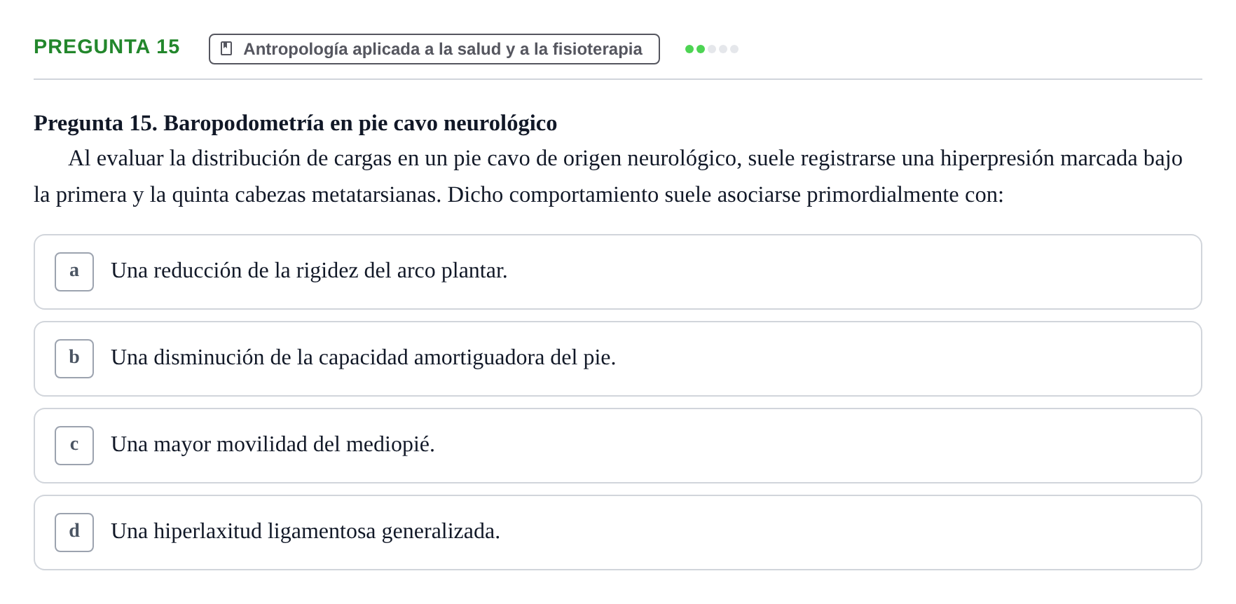Enunciado: Pregunta 15