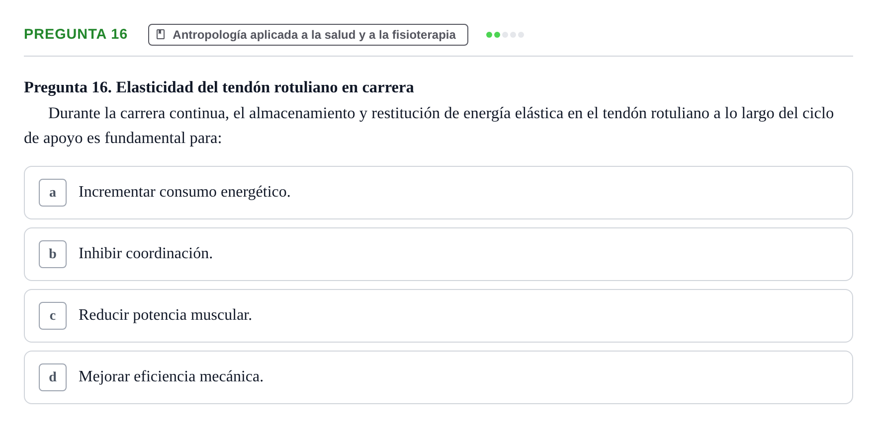 Enunciado: Pregunta 16