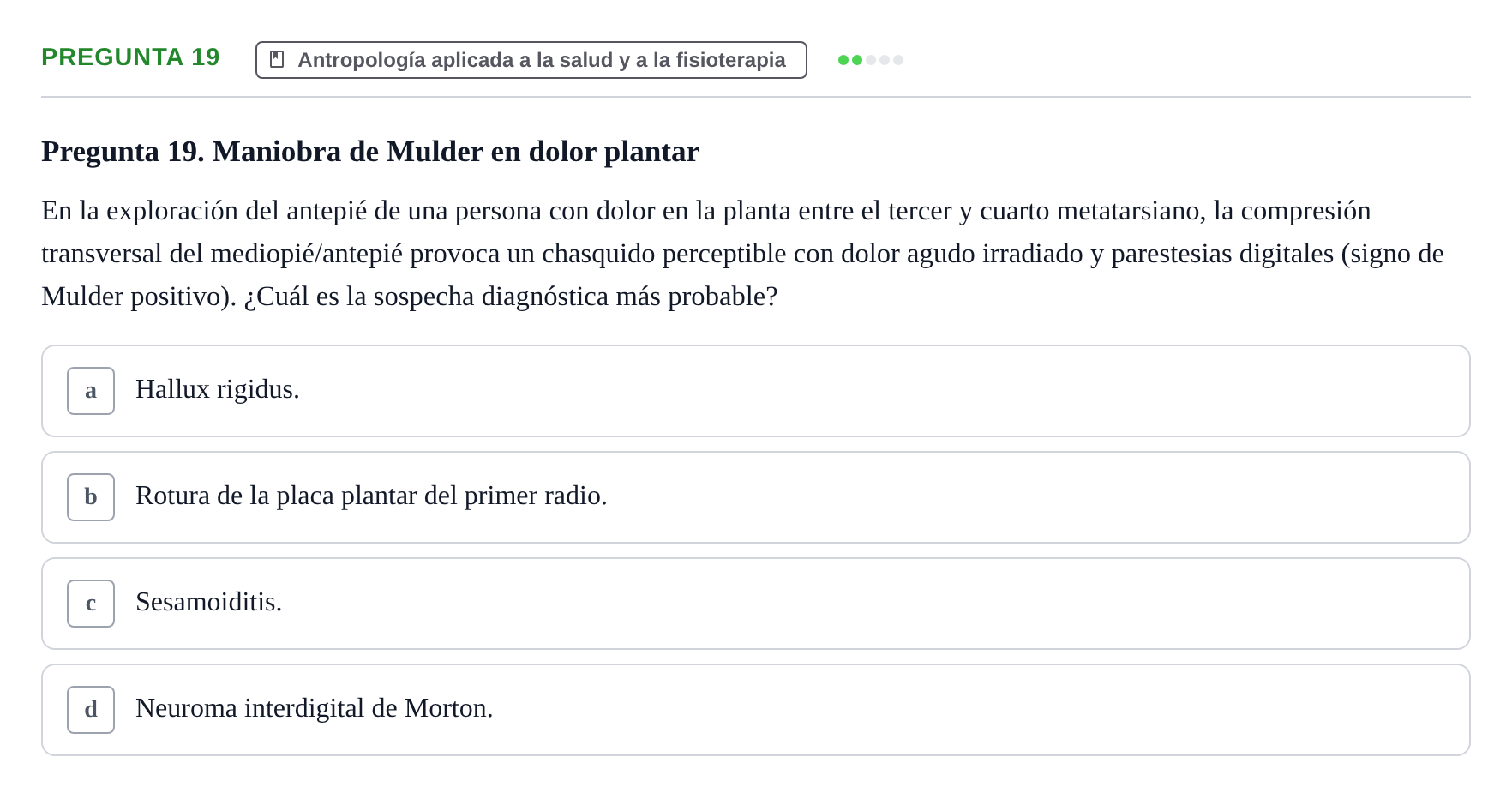 Enunciado: Pregunta 19