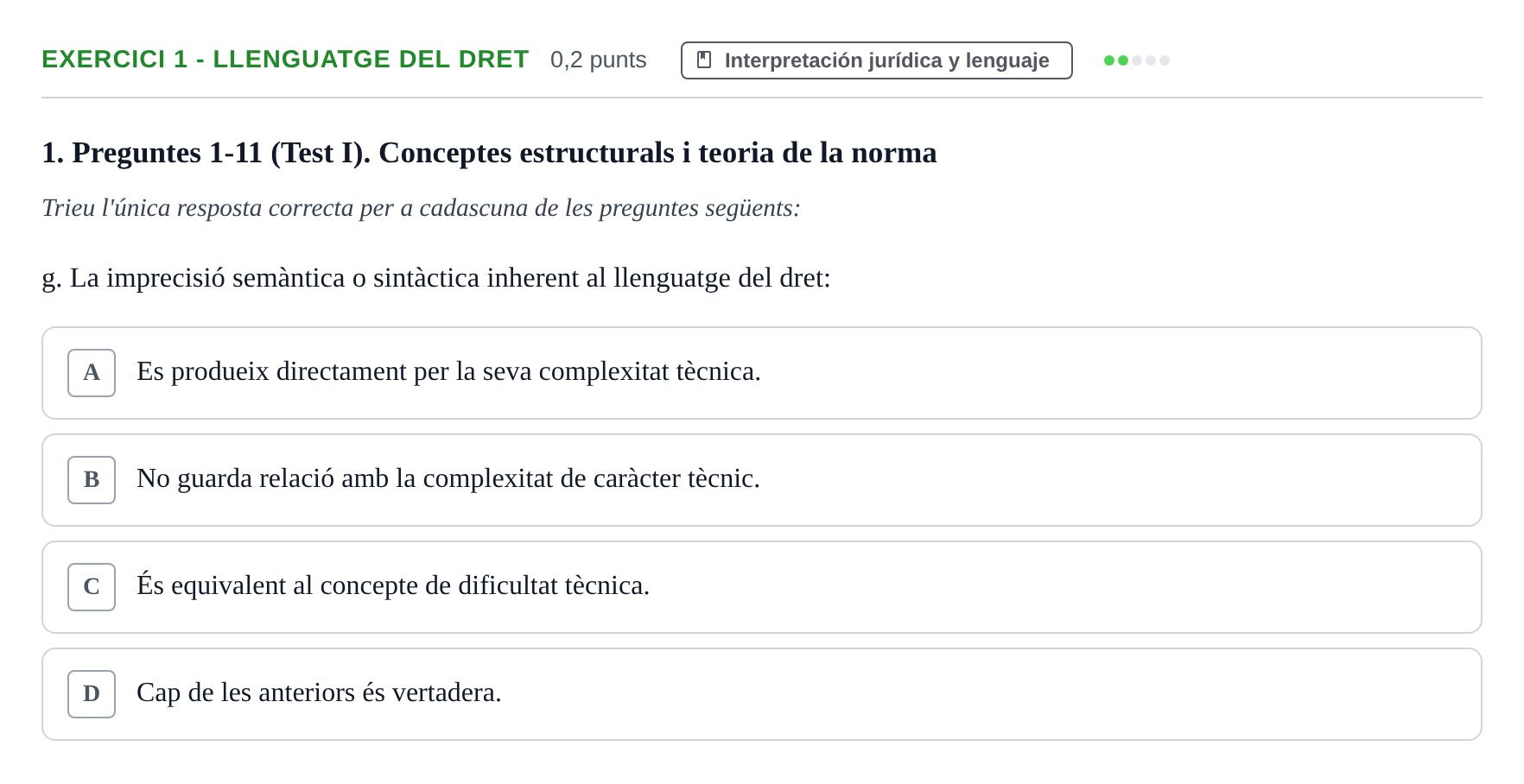 Enunciado: Ejercicio 1 - Llenguatge del dret · Introducción al Derecho UOC 2023