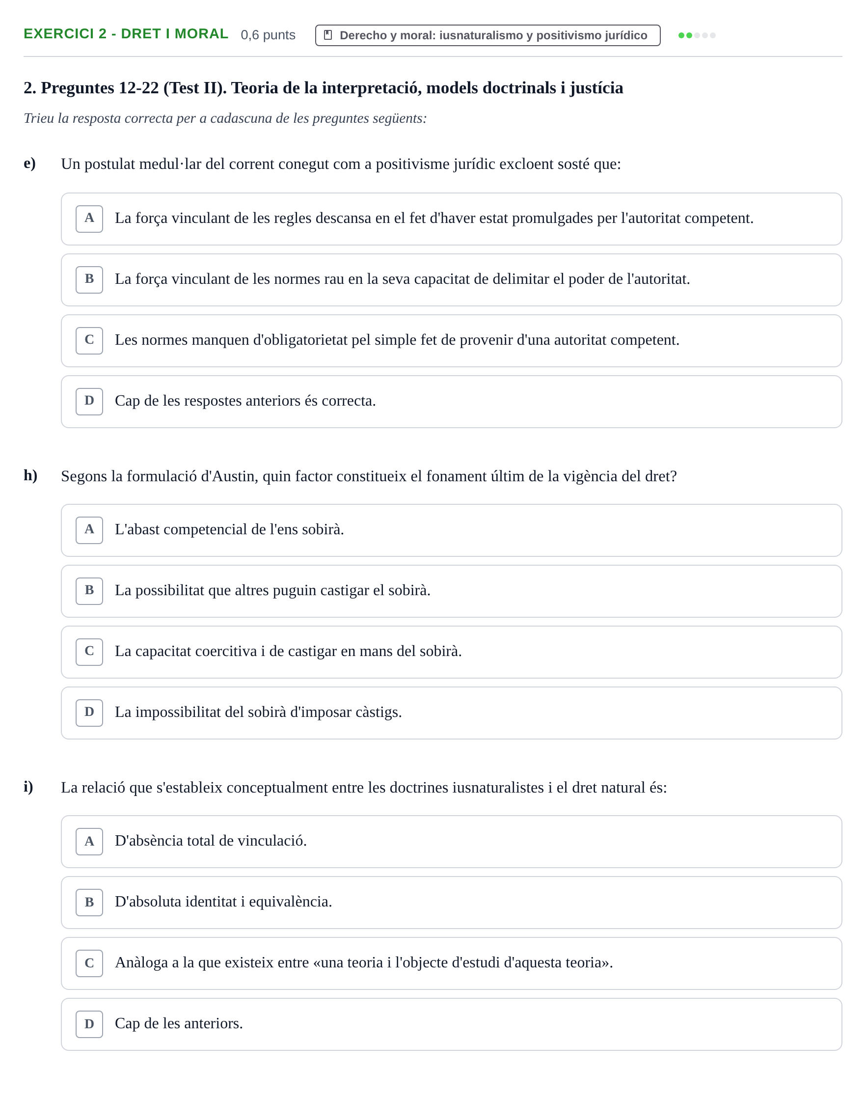 Enunciado: Ejercicio 2 - Dret i moral · Introducción al Derecho UOC 2023