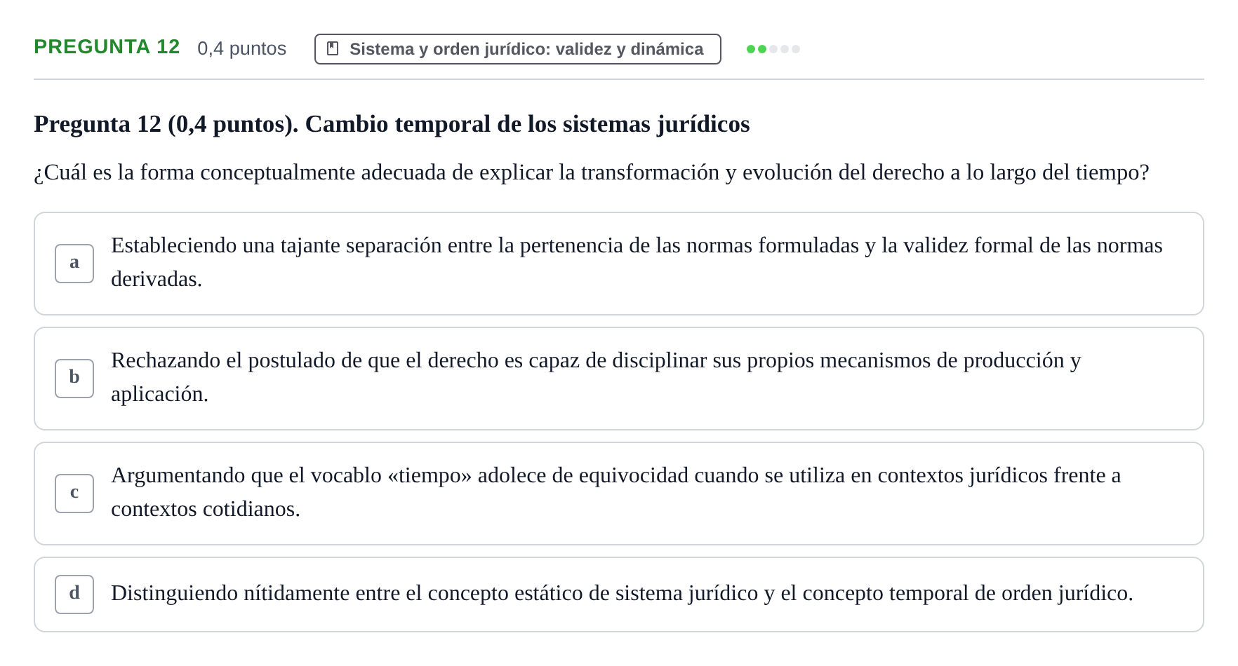 Enunciado: Pregunta 12 · Introducción al Derecho UOC 2023